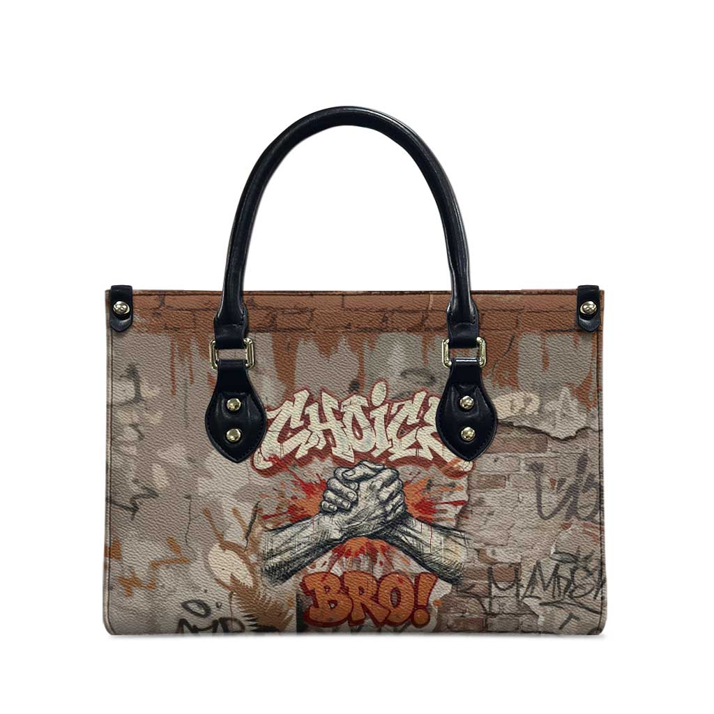 Choice Bro Graffiti Handshake Leather Bag New Zealand Slang Fern Brick Wall and Urban Street Art TS04 - Polynesian Pride