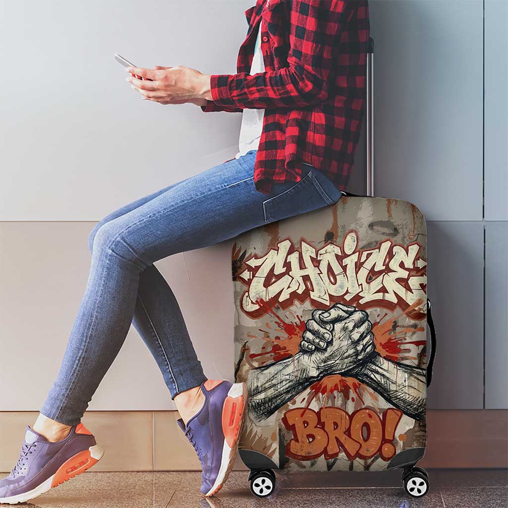 Choice Bro Graffiti Handshake Luggage Cover New Zealand Slang Fern Brick Wall and Urban Street Art TS04 - Polynesian Pride