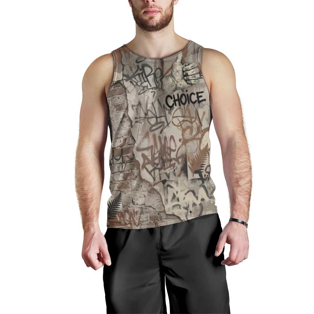 Choice Bro Graffiti Handshake Men Tank Top New Zealand Slang Fern Brick Wall and Urban Street Art TS04 - Polynesian Pride