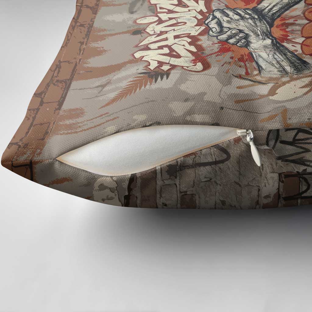 Choice Bro Graffiti Handshake Pillow Cover New Zealand Slang Fern Brick Wall and Urban Street Art TS04 - Polynesian Pride