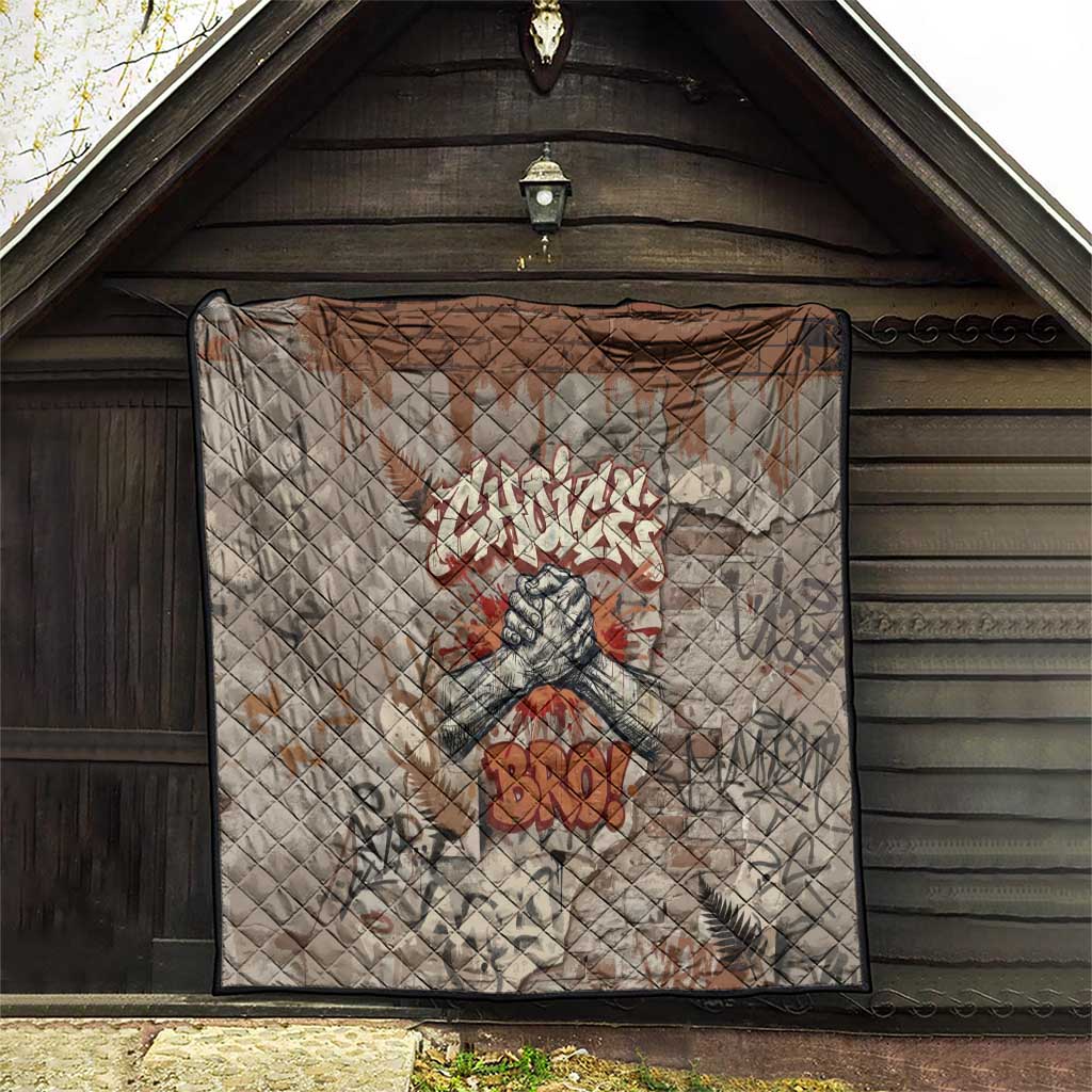 Choice Bro Graffiti Handshake Quilt New Zealand Slang Fern Brick Wall and Urban Street Art TS04 - Polynesian Pride