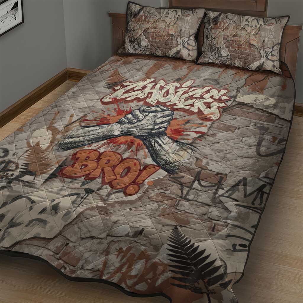 Choice Bro Graffiti Handshake Quilt Bed Set New Zealand Slang Fern Brick Wall and Urban Street Art TS04 - Polynesian Pride