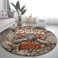 Choice Bro Graffiti Handshake Round Carpet New Zealand Slang Fern Brick Wall and Urban Street Art TS04 - Polynesian Pride