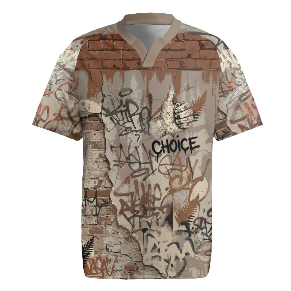 Choice Bro Graffiti Handshake Rugby Jersey New Zealand Slang Fern Brick Wall and Urban Street Art TS04 Multicolor - Polynesian Pride