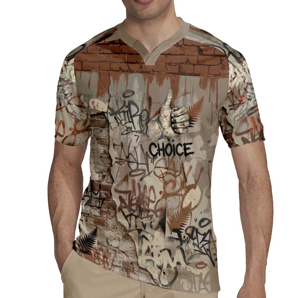 Choice Bro Graffiti Handshake Rugby Jersey New Zealand Slang Fern Brick Wall and Urban Street Art TS04 - Polynesian Pride