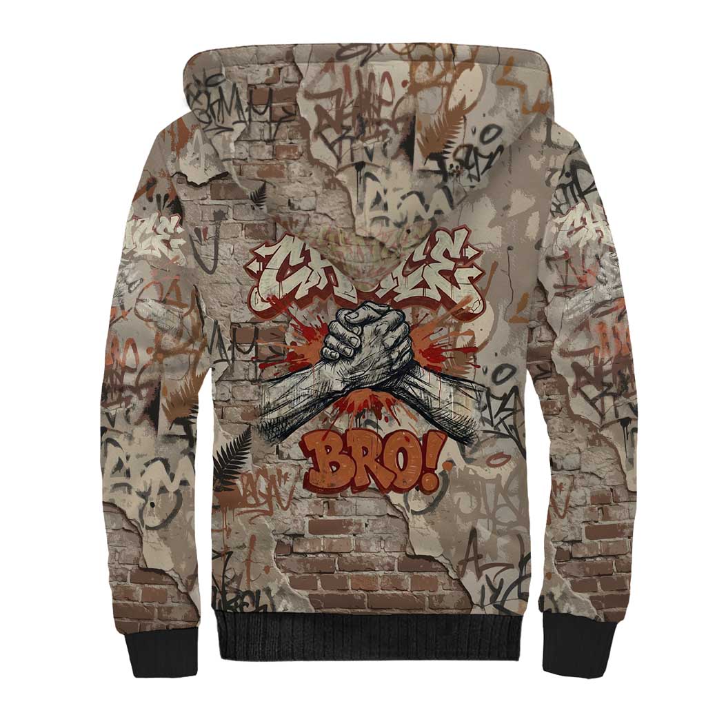 Choice Bro Graffiti Handshake Sherpa Hoodie New Zealand Slang Fern Brick Wall and Urban Street Art TS04 - Polynesian Pride