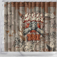 Choice Bro Graffiti Handshake Shower Curtain New Zealand Slang Fern Brick Wall and Urban Street Art TS04 - Polynesian Pride