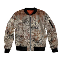 Choice Bro Graffiti Handshake Sleeve Zip Bomber Jacket New Zealand Slang Fern Brick Wall and Urban Street Art TS04 Unisex Multicolor - Polynesian Pride
