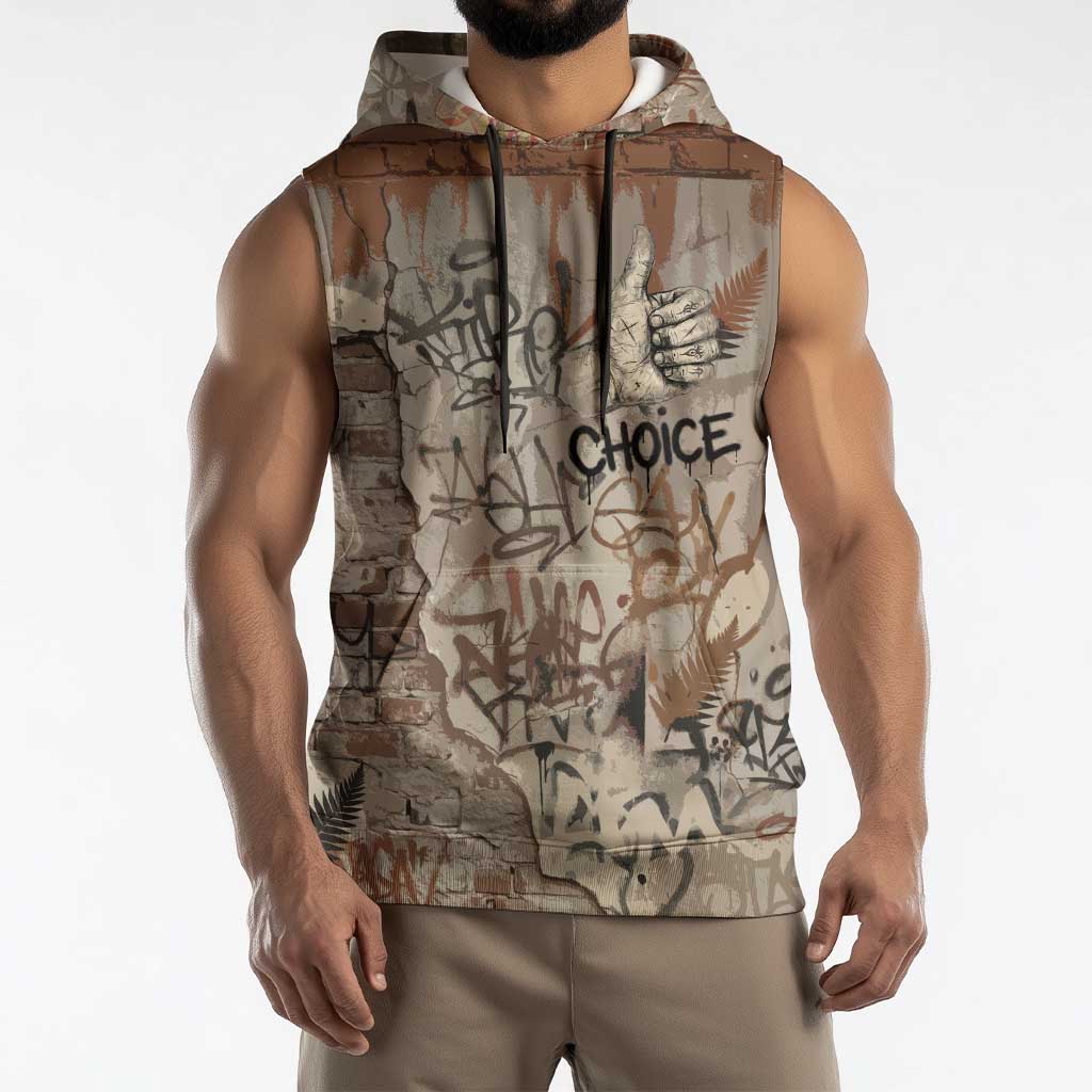Choice Bro Graffiti Handshake Sleeveless Hoodie New Zealand Slang Fern Brick Wall and Urban Street Art TS04 - Polynesian Pride