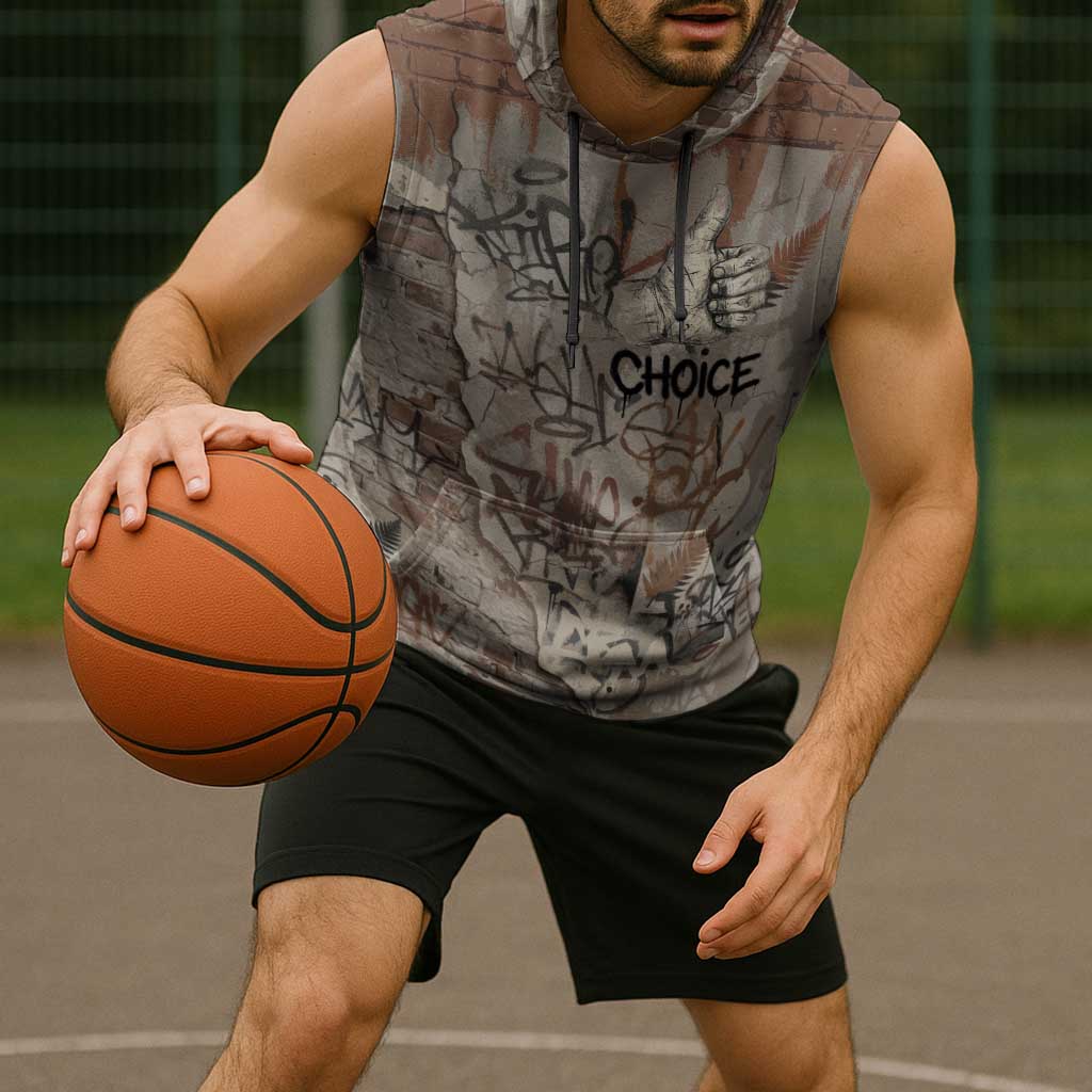 Choice Bro Graffiti Handshake Sleeveless Hoodie New Zealand Slang Fern Brick Wall and Urban Street Art TS04 - Polynesian Pride