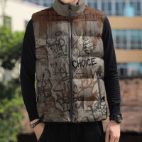 Choice Bro Graffiti Handshake Sleeveless Puffer Jacket New Zealand Slang Fern Brick Wall and Urban Street Art TS04 - Polynesian Pride