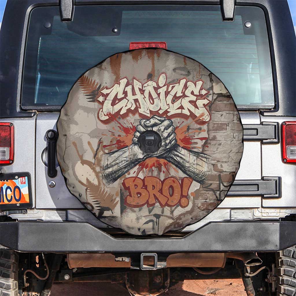 Choice Bro Graffiti Handshake Spare Tire Cover New Zealand Slang Fern Brick Wall and Urban Street Art TS04 Multicolor - Polynesian Pride