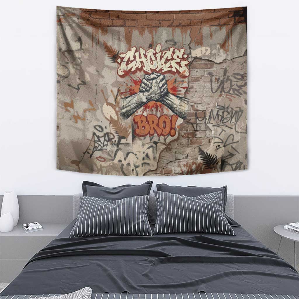 Choice Bro Graffiti Handshake Tapestry New Zealand Slang Fern Brick Wall and Urban Street Art TS04 - Polynesian Pride