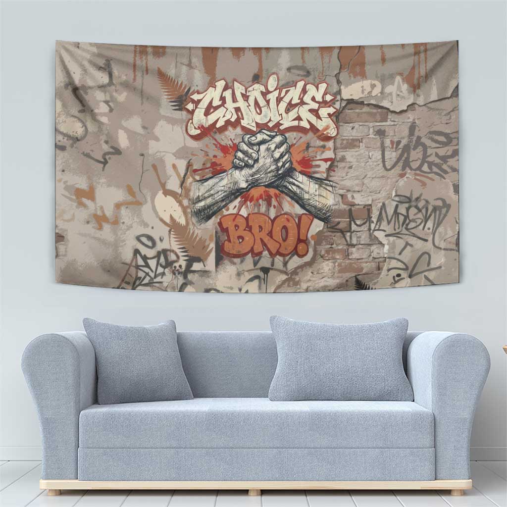 Choice Bro Graffiti Handshake Tapestry New Zealand Slang Fern Brick Wall and Urban Street Art TS04 - Polynesian Pride