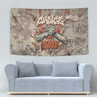 Choice Bro Graffiti Handshake Tapestry New Zealand Slang Fern Brick Wall and Urban Street Art TS04 - Polynesian Pride