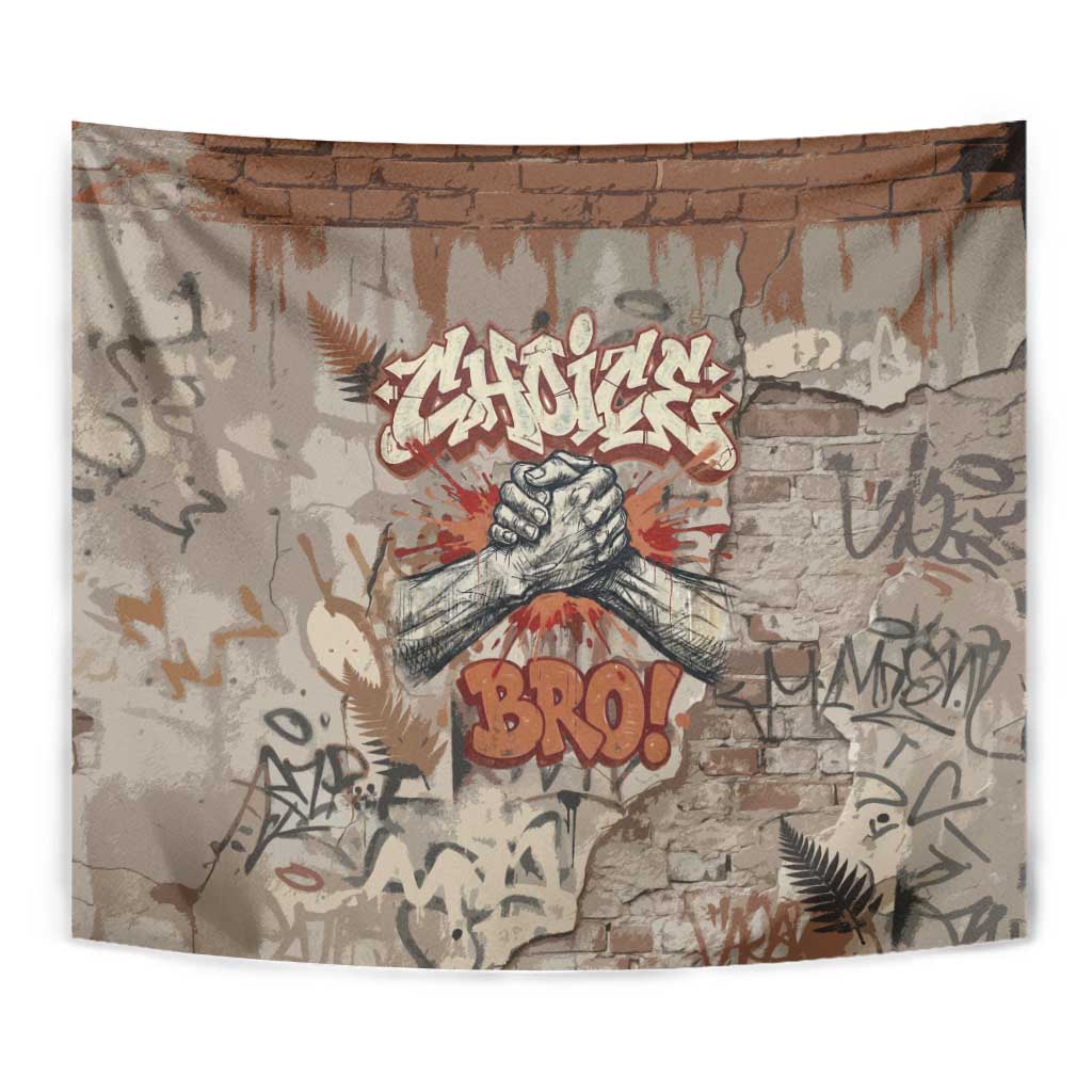 Choice Bro Graffiti Handshake Tapestry New Zealand Slang Fern Brick Wall and Urban Street Art TS04 - Polynesian Pride