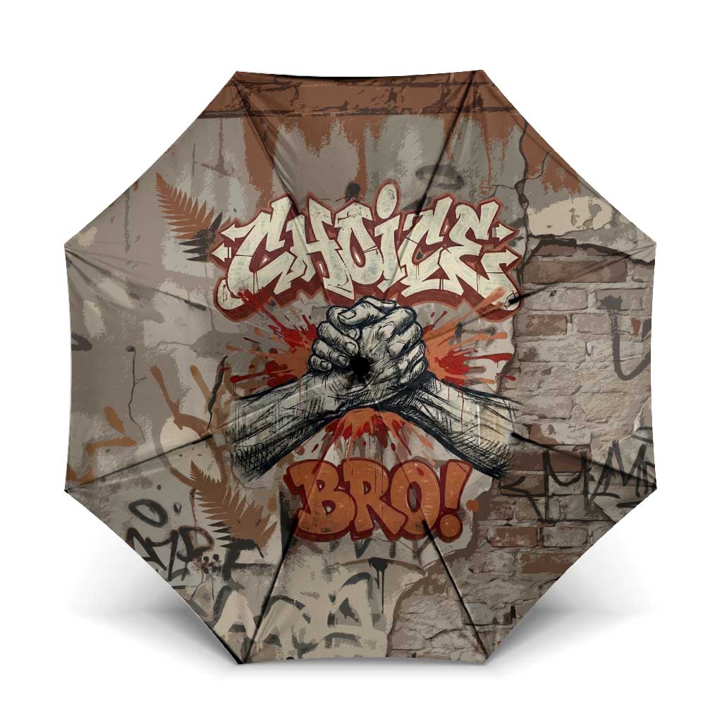 Choice Bro Graffiti Handshake Umbrella New Zealand Slang Fern Brick Wall and Urban Street Art