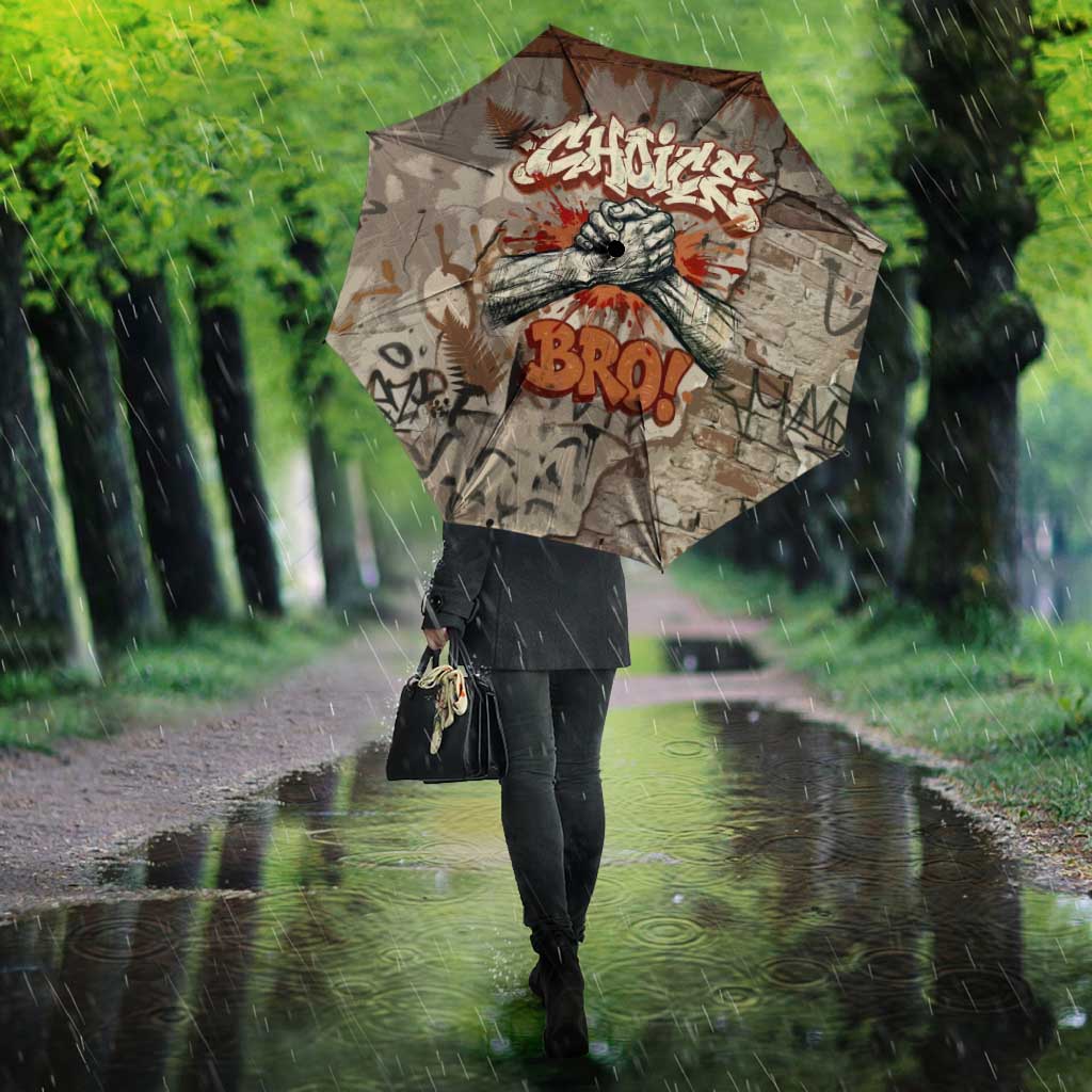 Choice Bro Graffiti Handshake Umbrella New Zealand Slang Fern Brick Wall and Urban Street Art TS04 - Polynesian Pride