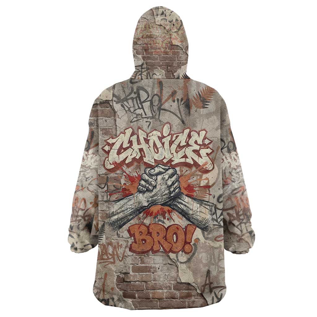 Choice Bro Graffiti Handshake Wearable Blanket Hoodie New Zealand Slang Fern Brick Wall and Urban Street Art TS04 - Polynesian Pride