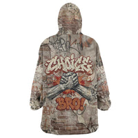 Choice Bro Graffiti Handshake Wearable Blanket Hoodie New Zealand Slang Fern Brick Wall and Urban Street Art TS04 - Polynesian Pride