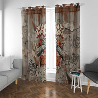 Choice Bro Graffiti Handshake Window Curtain New Zealand Slang Fern Brick Wall and Urban Street Art TS04 With Grommets Multicolor - Polynesian Pride