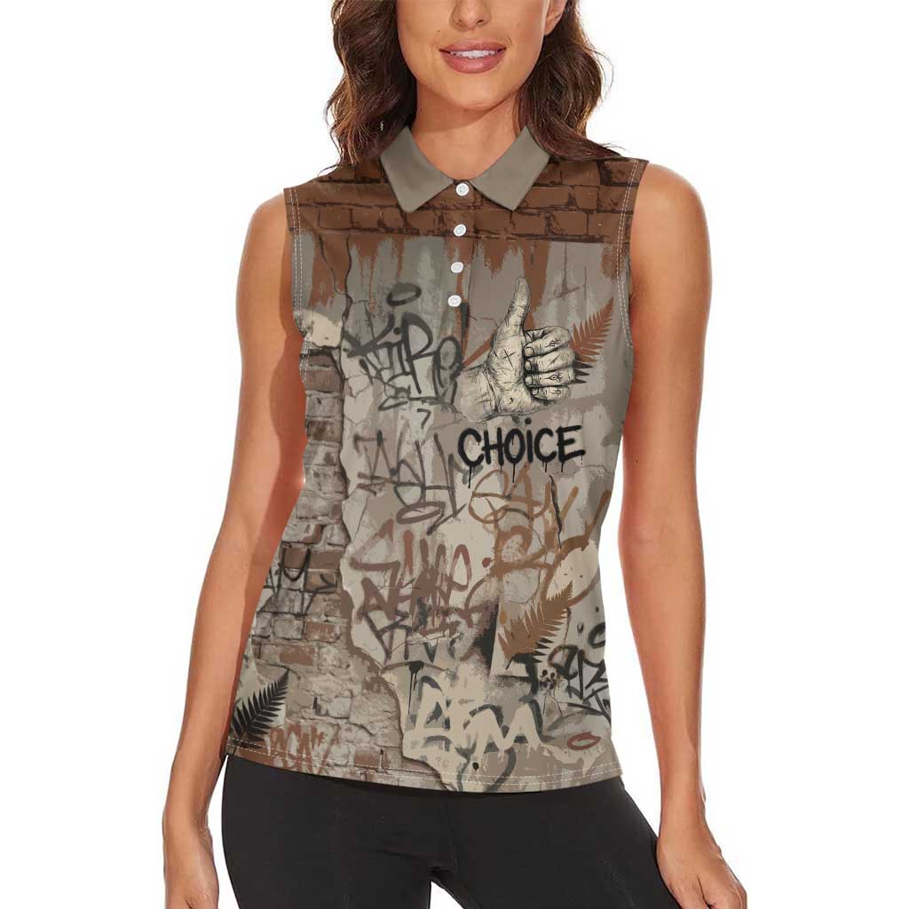 Choice Bro Graffiti Handshake Women Sleeveless Polo Shirt New Zealand Slang Fern Brick Wall and Urban Street Art TS04 - Polynesian Pride