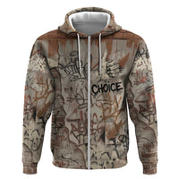 Choice Bro Graffiti Handshake Zip Hoodie New Zealand Slang Fern Brick Wall and Urban Street Art TS04 Zip Hoodie Multicolor - Polynesian Pride