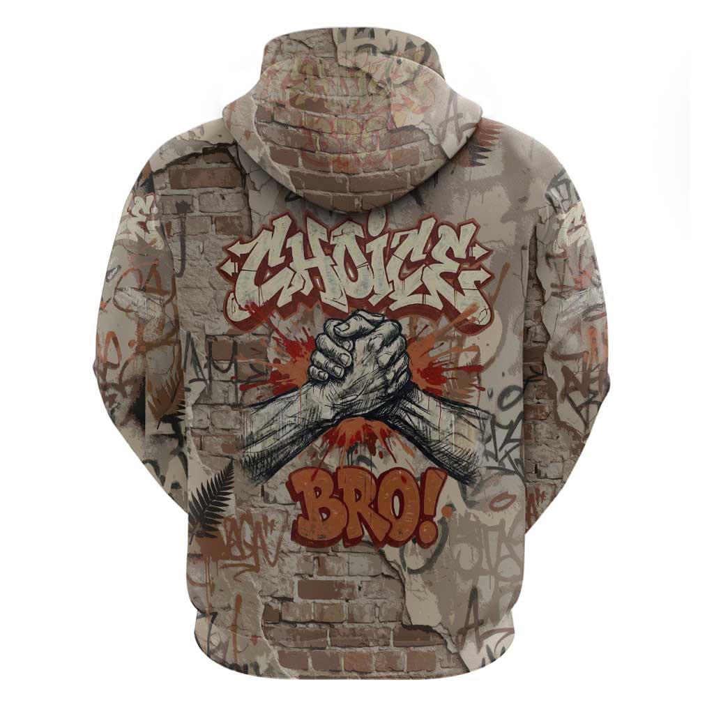 Choice Bro Graffiti Handshake Zip Hoodie New Zealand Slang Fern Brick Wall and Urban Street Art TS04 - Polynesian Pride