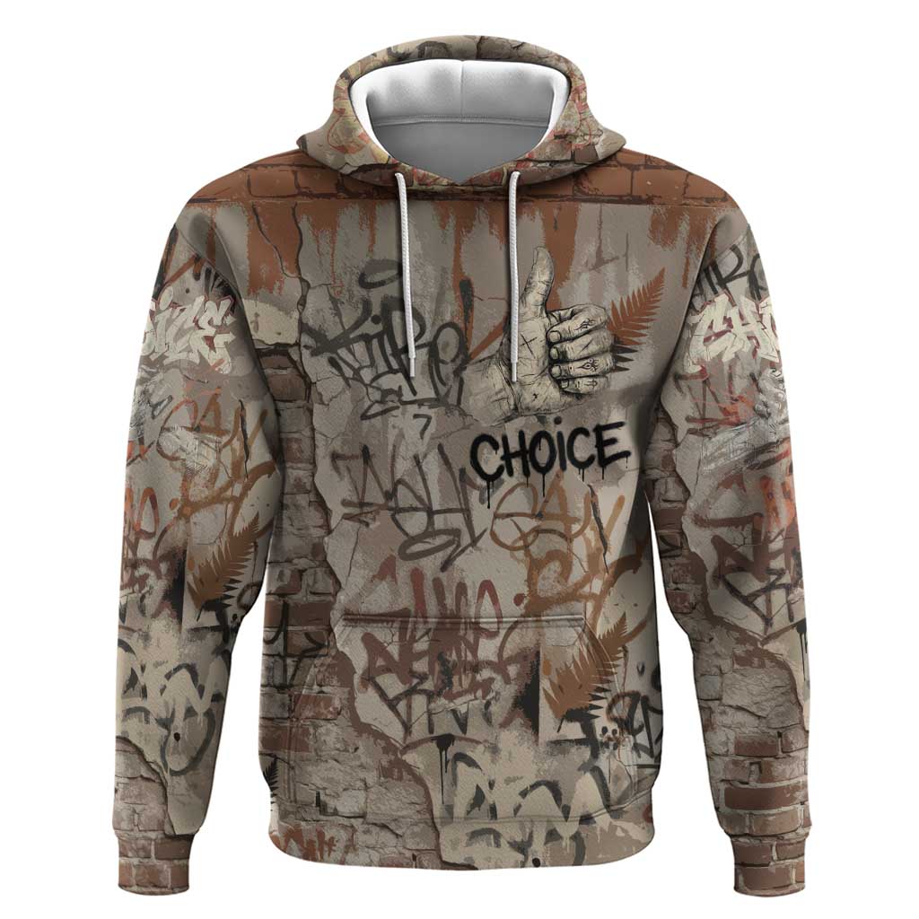Choice Bro Graffiti Handshake Zip Hoodie New Zealand Slang Fern Brick Wall and Urban Street Art TS04 Pullover Hoodie Multicolor - Polynesian Pride