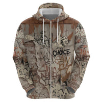 Choice Bro Graffiti Handshake Zip Hoodie New Zealand Slang Fern Brick Wall and Urban Street Art TS04 - Polynesian Pride
