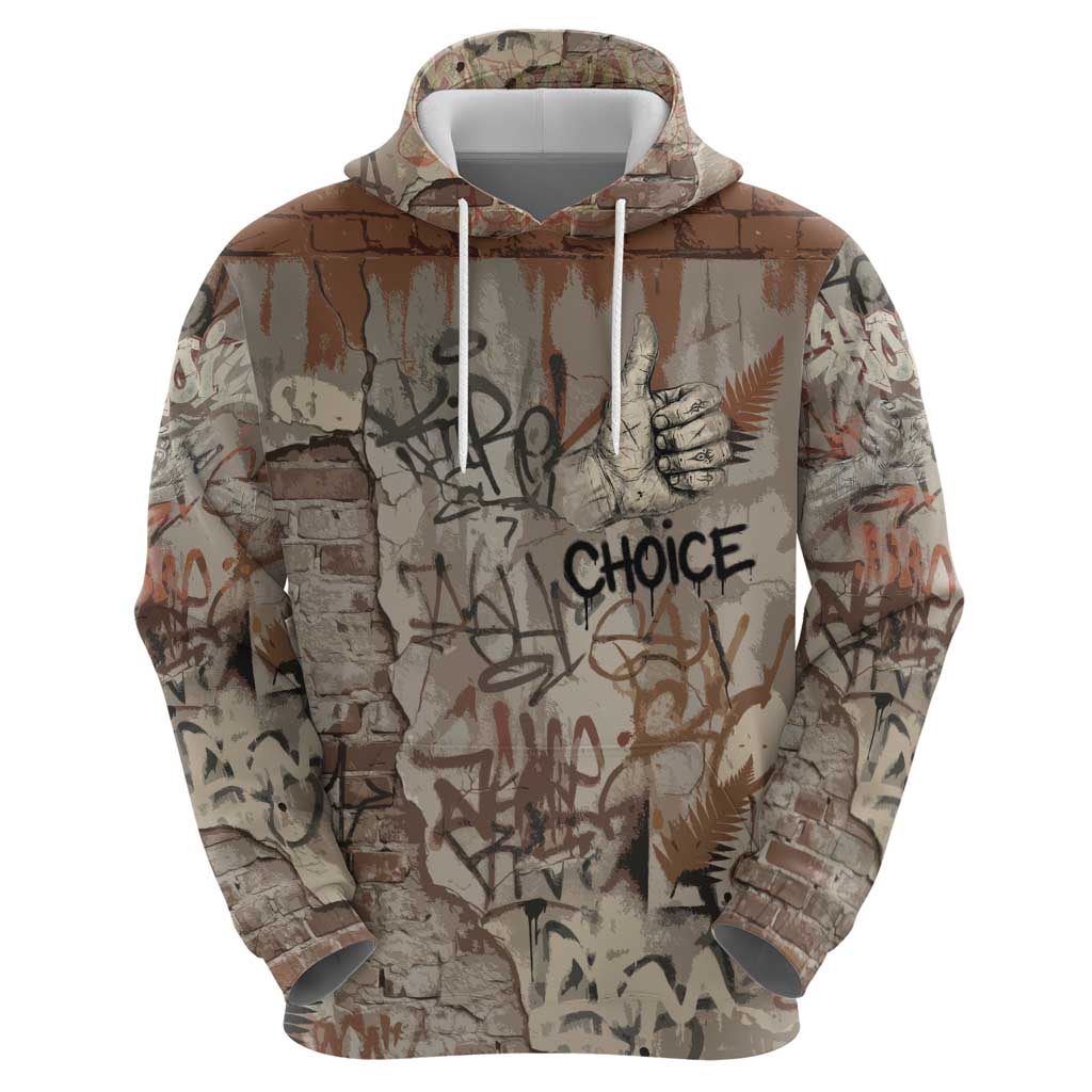 Choice Bro Graffiti Handshake Zip Hoodie New Zealand Slang Fern Brick Wall and Urban Street Art TS04 - Polynesian Pride
