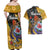 Hawaii Polynesian Couples Matching Off Shoulder Maxi Dress and Hawaiian Shirt Turtles and Hibiscus Flower Gradient Pattern TS04 - Polynesian Pride
