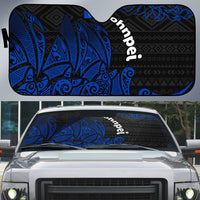 Pohnpei Federated States Of Micronesia Auto Sun Shade Polynesian Tribal Heritage Art With Blue Island Tattoo Patterns