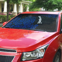 Pohnpei Federated States Of Micronesia Auto Sun Shade Polynesian Tribal Heritage Art With Blue Island Tattoo Patterns