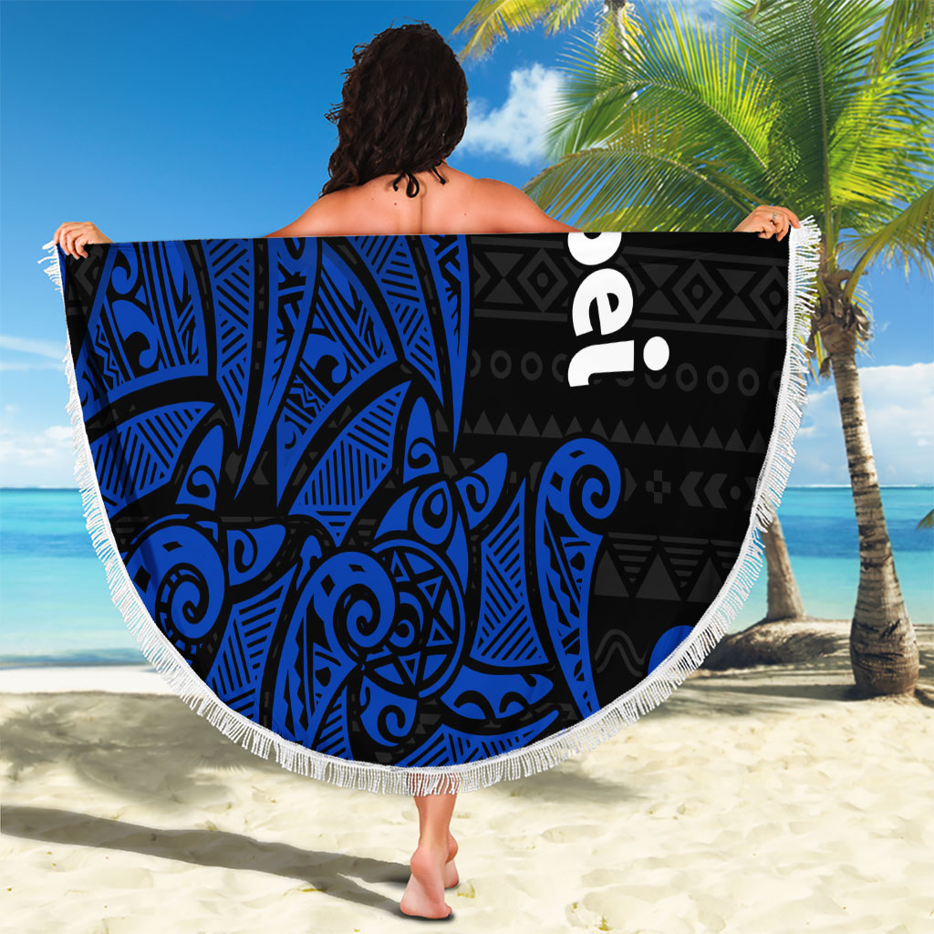 Pohnpei Federated States Of Micronesia Beach Blanket Polynesian Tribal Heritage Art With Blue Island Tattoo Patterns