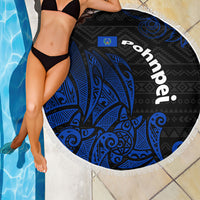 Pohnpei Federated States Of Micronesia Beach Blanket Polynesian Tribal Heritage Art With Blue Island Tattoo Patterns