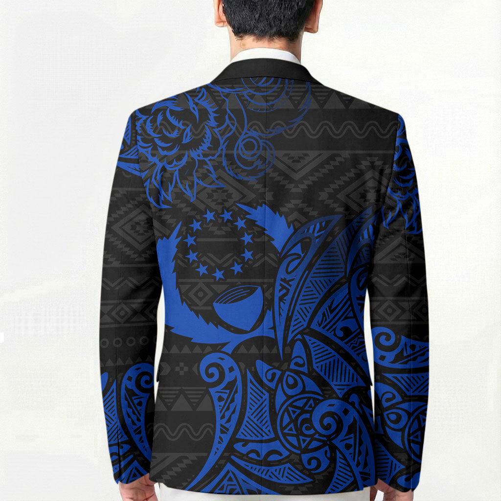 Pohnpei Federated States Of Micronesia Blazer Polynesian Tribal Heritage Art With Blue Island Tattoo Patterns