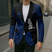 Pohnpei Federated States Of Micronesia Blazer Polynesian Tribal Heritage Art With Blue Island Tattoo Patterns