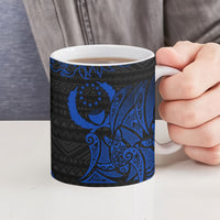 Pohnpei Federated States Of Micronesia Ceramic Mug Polynesian Tribal Heritage Art With Blue Island Tattoo Patterns