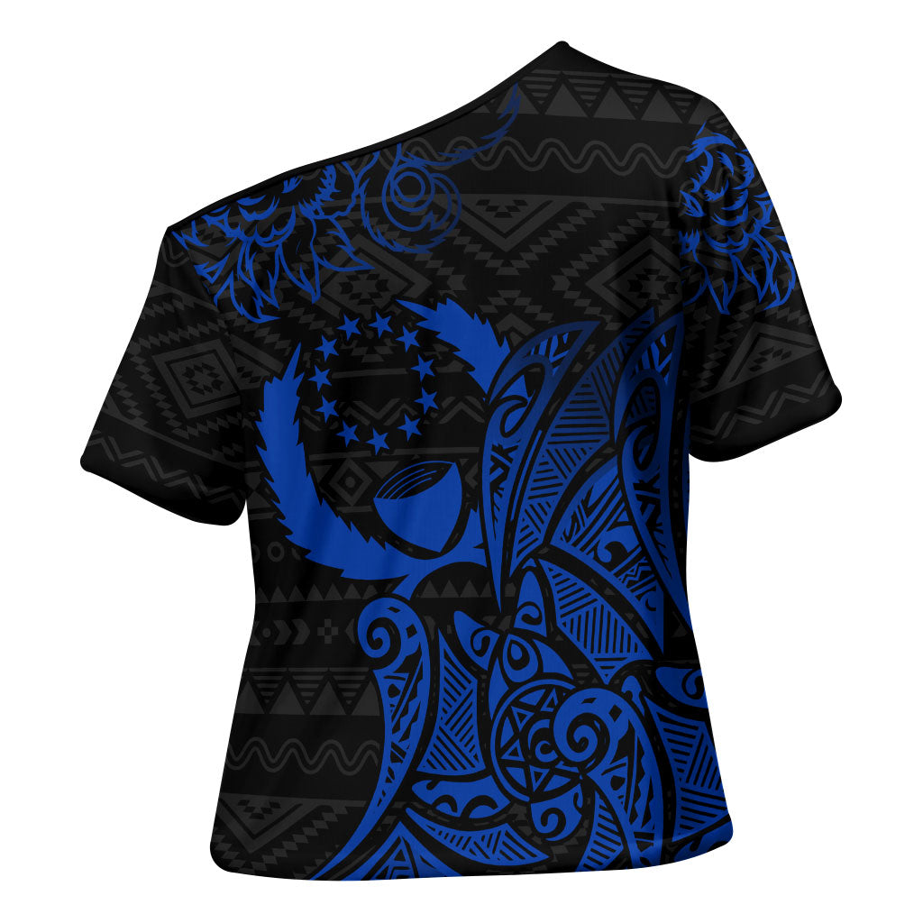 Pohnpei Federated States Of Micronesia Cross Shoulder Shirt Polynesian Tribal Heritage Art With Blue Island Tattoo Patterns