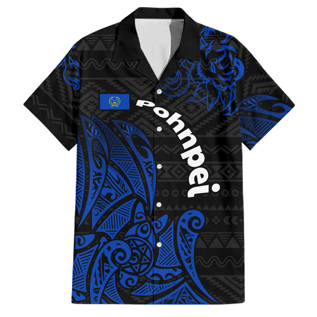 Pohnpei Federated States Of Micronesia Family Matching Mermaid Dress and Hawaiian Shirt Polynesian Tribal Heritage Art With Blue Island Tattoo Patterns
