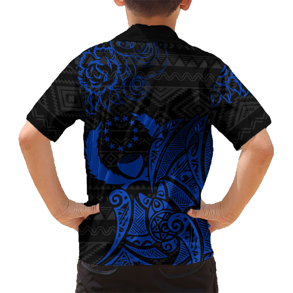 Pohnpei Federated States Of Micronesia Family Matching Summer Maxi Dress and Hawaiian Shirt Polynesian Tribal Heritage Art With Blue Island Tattoo Patterns