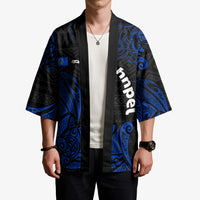 Pohnpei Federated States Of Micronesia Kimono Polynesian Tribal Heritage Art With Blue Island Tattoo Patterns