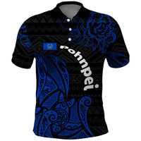Pohnpei Federated States Of Micronesia Polo Shirt Polynesian Tribal Heritage Art With Blue Island Tattoo Patterns