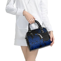 Pohnpei Federated States Of Micronesia Shoulder Handbag Polynesian Tribal Heritage Art With Blue Island Tattoo Patterns