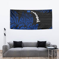 Pohnpei Federated States Of Micronesia Tapestry Polynesian Tribal Heritage Art With Blue Island Tattoo Patterns