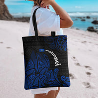 Pohnpei Federated States Of Micronesia Tote Bag Polynesian Tribal Heritage Art With Blue Island Tattoo Patterns