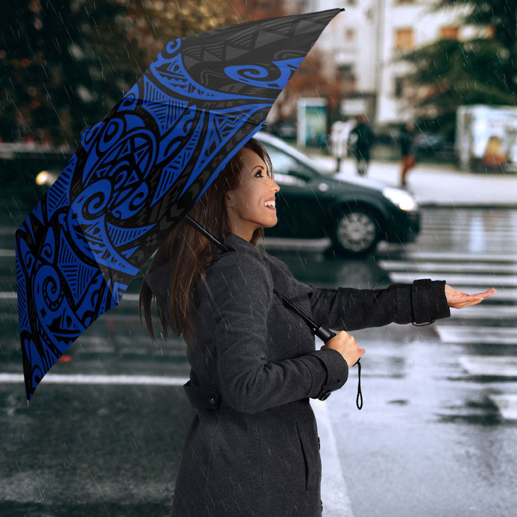 Pohnpei Federated States Of Micronesia Umbrella Polynesian Tribal Heritage Art With Blue Island Tattoo Patterns