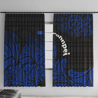 Pohnpei Federated States Of Micronesia Window Curtain Polynesian Tribal Heritage Art With Blue Island Tattoo Patterns