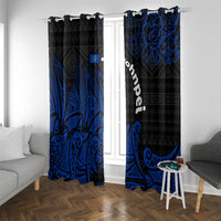 Pohnpei Federated States Of Micronesia Window Curtain Polynesian Tribal Heritage Art With Blue Island Tattoo Patterns